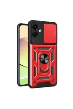 Uray store Samsung Galaxy A06 Kılıf Pars Lens Yüzüklü Silikon - Kırmızı