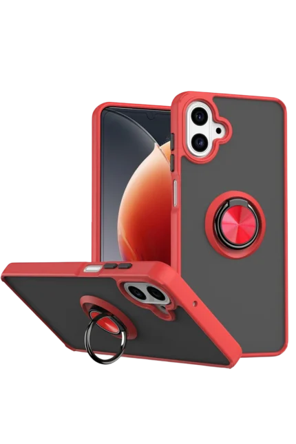 Uray store Samsung Galaxy A07 4G Montreal Yüzüklü Silikon Kapak - Kırmızı
