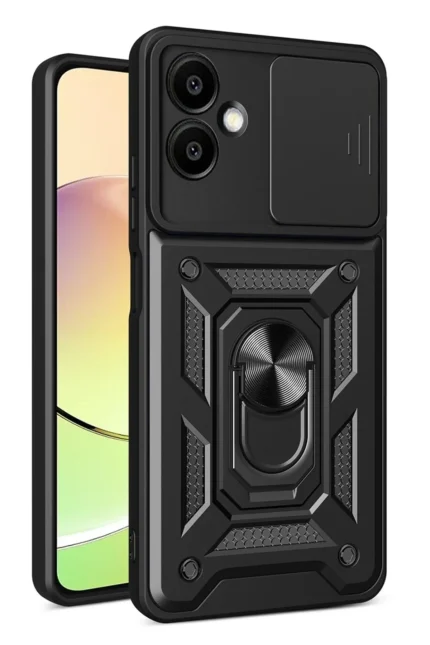 Uray store Samsung Galaxy A07 4G Pars Lens Yüzüklü Silikon - Siyah
