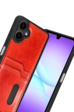 Uray store Samsung Galaxy A07 4G Sara Kartvizitli Deri Kılıf - Kırmızı - Görsel 2