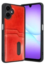 Uray store Samsung Galaxy A07 4G Sara Kartvizitli Deri Kılıf - Kırmızı