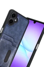 Uray store Samsung Galaxy A07 4G Sara Kartvizitli Deri Kılıf - Lacivert - Görsel 2