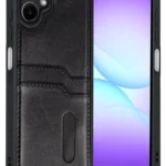 Uray store Samsung Galaxy A07 4G Sara Kartvizitli Deri Kılıf - Siyah