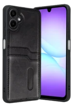 Uray store Samsung Galaxy A07 4G Sara Kartvizitli Deri Kılıf - Siyah