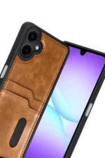 Uray store Samsung Galaxy A07 4G Sara Kartvizitli Deri Kılıf - Taba - Görsel 2