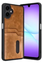 Uray store Samsung Galaxy A07 4G Sara Kartvizitli Deri Kılıf - Taba