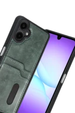 Uray store Samsung Galaxy A07 4G Sara Kartvizitli Deri Kılıf - Yeşil - Görsel 2