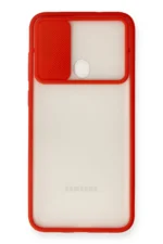 Uray store Samsung Galaxy A11 Kılıf Palm Buzlu Kamera Sürgülü Silikon - Kırmızı - Görsel 2