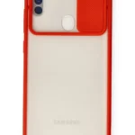 Uray store Samsung Galaxy A11 Kılıf Palm Buzlu Kamera Sürgülü Silikon - Kırmızı