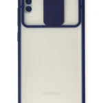 Uray store Samsung Galaxy A11 Kılıf Palm Buzlu Kamera Sürgülü Silikon - Lacivert
