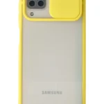 Uray store Samsung Galaxy A12 Kılıf Palm Buzlu Kamera Sürgülü Silikon - Sarı