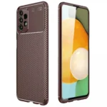 Uray store Samsung Galaxy A13 4G Kılıf Auto Focus Karbon Kapak - Kahverengi