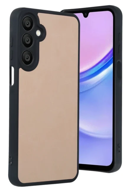 Uray store Samsung Galaxy A15 4G Kılıf Aras Deri Kapak - Pudra