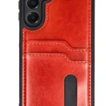 Uray store Samsung Galaxy A16 5G Kılıf Sara Kartvizitli Deri Kılıf - Kırmızı