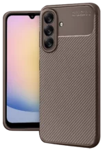 Uray store Samsung Galaxy A17 5G Auto Focus Karbon Kapak - Kahverengi