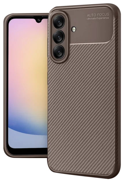 Uray store Samsung Galaxy A17 5G Auto Focus Karbon Kapak - Kahverengi