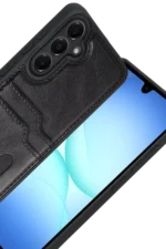 Uray store Samsung Galaxy A17 5G Sara Kartvizitli Deri Kılıf - Siyah - Görsel 2