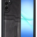 Uray store Samsung Galaxy A17 5G Sara Kartvizitli Deri Kılıf - Siyah
