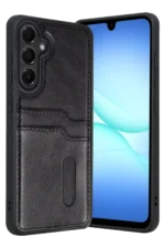 Uray store Samsung Galaxy A17 5G Sara Kartvizitli Deri Kılıf - Siyah