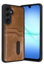 Uray store Samsung Galaxy A17 5G Sara Kartvizitli Deri Kılıf - Taba