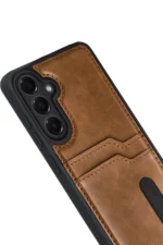Uray store Samsung Galaxy A17 5G Sara Kartvizitli Deri Kılıf - Taba - Görsel 3