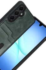 Uray store Samsung Galaxy A17 5G Sara Kartvizitli Deri Kılıf - Yeşil - Görsel 2