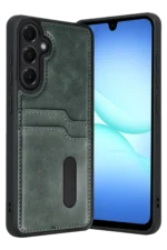 Uray store Samsung Galaxy A17 5G Sara Kartvizitli Deri Kılıf - Yeşil