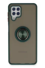 Uray store Samsung Galaxy A22 Kılıf Montreal Yüzüklü Silikon Kapak - Yeşil