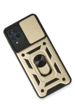 Uray store Samsung Galaxy A22 Kılıf Pars Lens Yüzüklü Silikon - Gold - Görsel 3