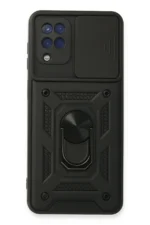 Uray store Samsung Galaxy A22 Kılıf Pars Lens Yüzüklü Silikon - Siyah