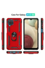 Uray store Samsung Galaxy A22 Kılıf Sofya Yüzüklü Silikon Kapak - Kırmızı - Görsel 3