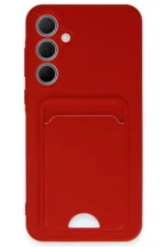 Uray store Samsung Galaxy A35 5G Kılıf Kelvin Kartvizitli Silikon - Kırmızı