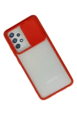 Uray store Samsung Galaxy A52 Kılıf Palm Buzlu Kamera Sürgülü Silikon - Kırmızı - Görsel 2
