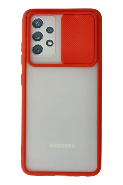 Uray store Samsung Galaxy A52 Kılıf Palm Buzlu Kamera Sürgülü Silikon - Kırmızı