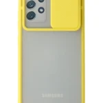 Uray store Samsung Galaxy A52 Kılıf Palm Buzlu Kamera Sürgülü Silikon - Sarı