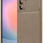 Uray store Samsung Galaxy A56 Kılıf Auto Focus Karbon Kapak - Kahverengi