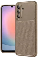 Uray store Samsung Galaxy A56 Kılıf Auto Focus Karbon Kapak - Kahverengi