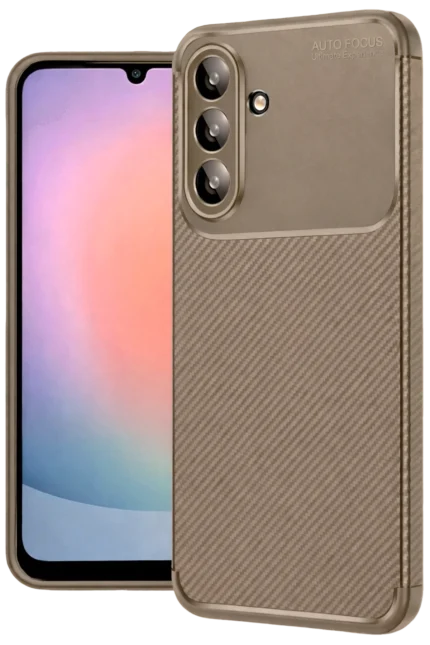 Uray store Samsung Galaxy A56 Kılıf Auto Focus Karbon Kapak - Kahverengi