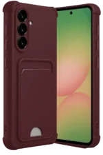 Uray store Samsung Galaxy A56 Kılıf Kelvin Kartvizitli Silikon - Bordo