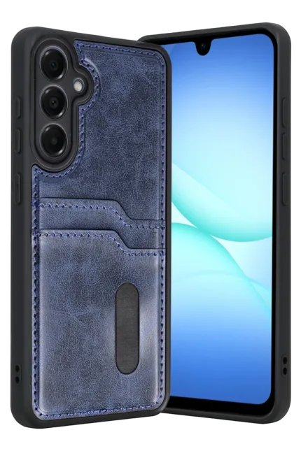 Uray store Samsung Galaxy A57 5G Sara Kartvizitli Deri Kılıf - Lacivert