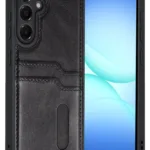 Uray store Samsung Galaxy A57 5G Sara Kartvizitli Deri Kılıf - Siyah