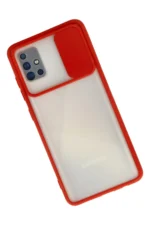 Uray store Samsung Galaxy A71 Kılıf Palm Buzlu Kamera Sürgülü Silikon - Kırmızı - Görsel 2