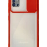 Uray store Samsung Galaxy A71 Kılıf Palm Buzlu Kamera Sürgülü Silikon - Kırmızı