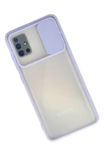 Uray store Samsung Galaxy A71 Kılıf Palm Buzlu Kamera Sürgülü Silikon - Lila - Görsel 2