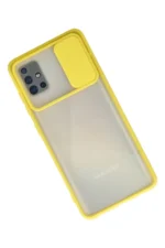 Uray store Samsung Galaxy A71 Kılıf Palm Buzlu Kamera Sürgülü Silikon - Sarı - Görsel 2