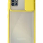 Uray store Samsung Galaxy A71 Kılıf Palm Buzlu Kamera Sürgülü Silikon - Sarı