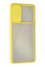 Uray store Samsung Galaxy A71 Kılıf Palm Buzlu Kamera Sürgülü Silikon - Sarı - Görsel 3