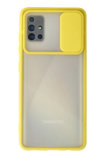Uray store Samsung Galaxy A71 Kılıf Palm Buzlu Kamera Sürgülü Silikon - Sarı