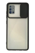 Uray store Samsung Galaxy A71 Kılıf Palm Buzlu Kamera Sürgülü Silikon - Siyah