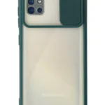 Uray store Samsung Galaxy A71 Kılıf Palm Buzlu Kamera Sürgülü Silikon - Yeşil